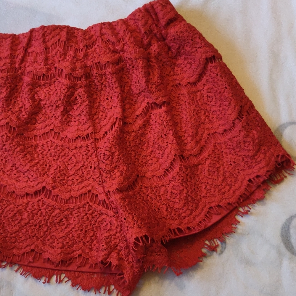 Charlotte Russe Red Lace Shorts (Elastic) SMALL